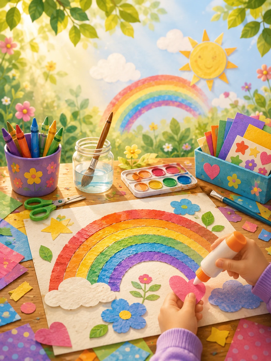 Apple with Crayons printable coloring page