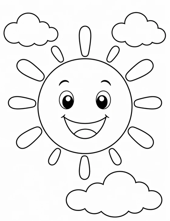 Easy Sun Coloring Page