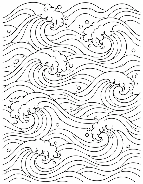 Printable Ocean Waves Pattern Coloring Page