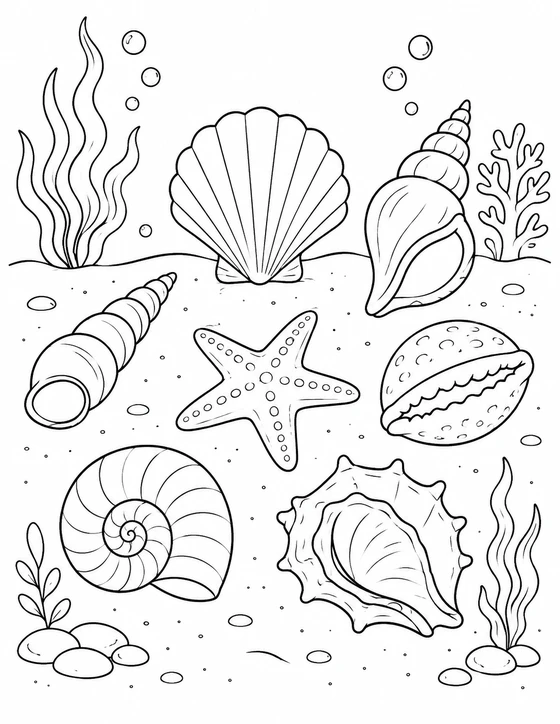 Seashells Coloring Page