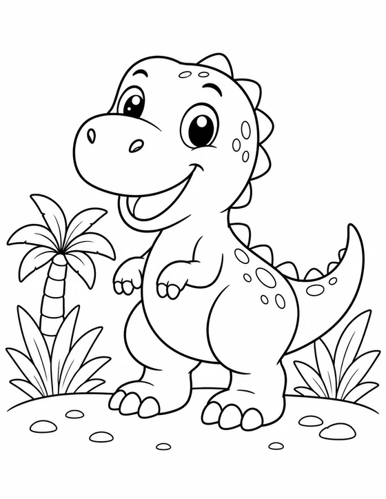 Easy Baby T-Rex Coloring Page