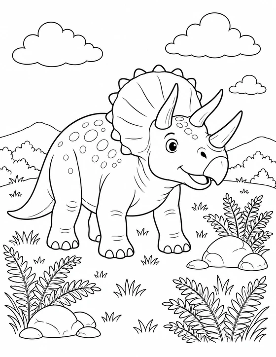 Easy Baby Triceratops Coloring Page