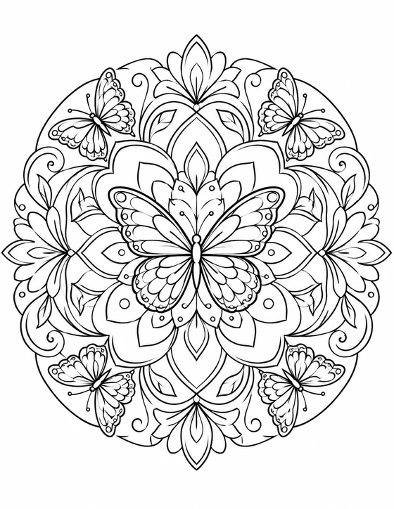 Printable Butterfly Mandala Coloring Page