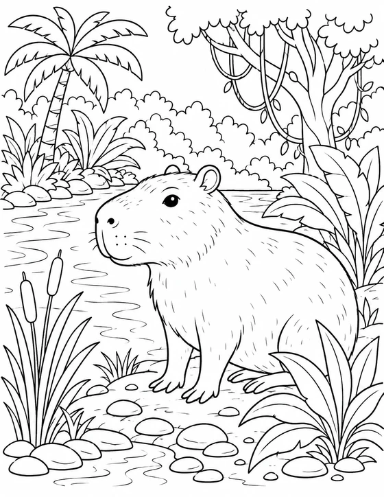 Capybara Coloring Page