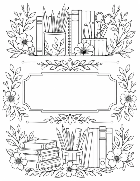 Printable Classroom Bookshelf Coloring Page