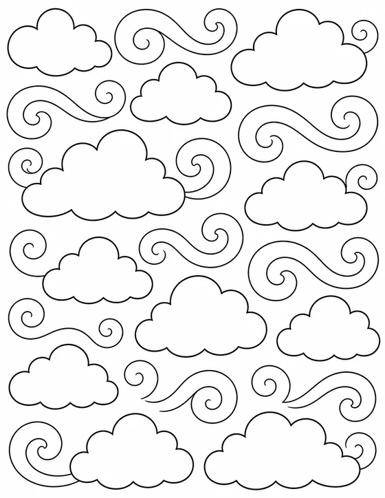 Printable Cloud Pattern Coloring Page