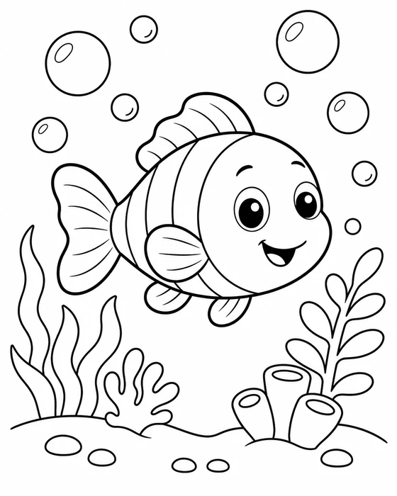 Easy Clownfish Coloring Page