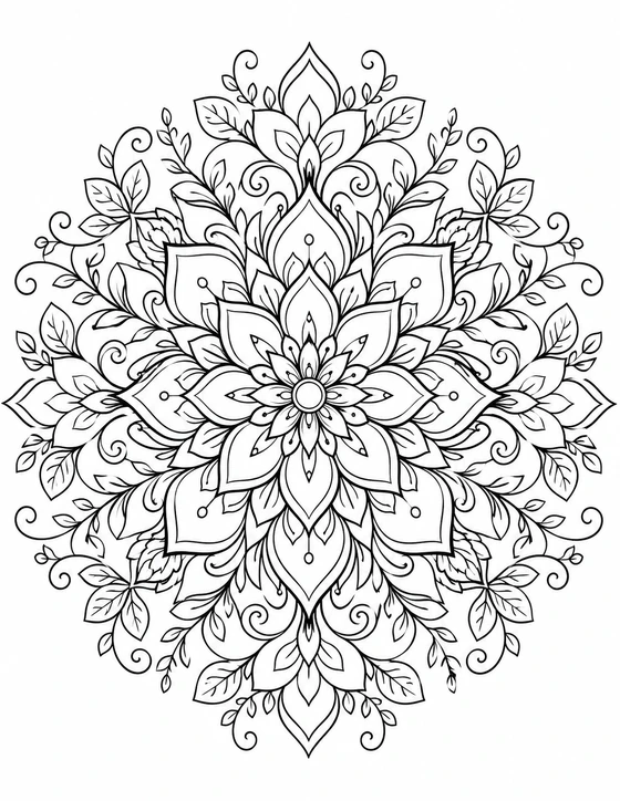 Detailed Geometric Mandala Coloring Page