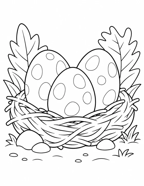 Dinosaur Egg Nest Coloring Page