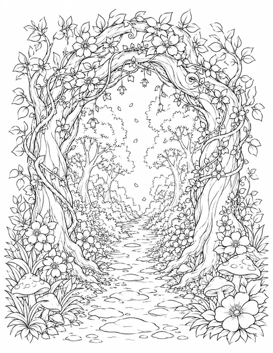 Printable Floral Archway Coloring Page
