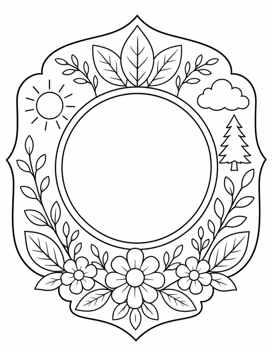 Floral Frame Coloring Page