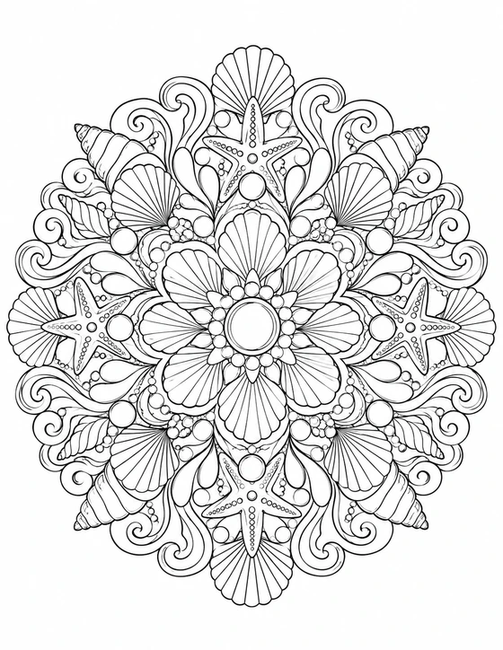 Detailed Flower Burst Mandala Coloring Page