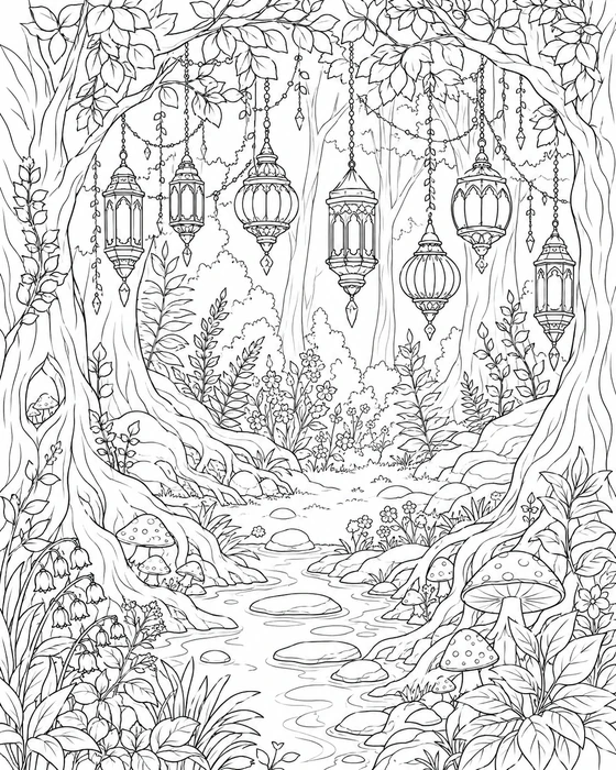 Printable Forest Path Coloring Page