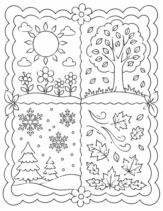 Four Seasons Coloring Page