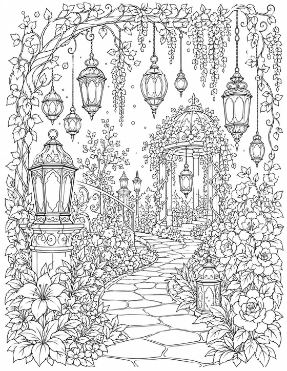 Printable Garden Gazebo Coloring Page