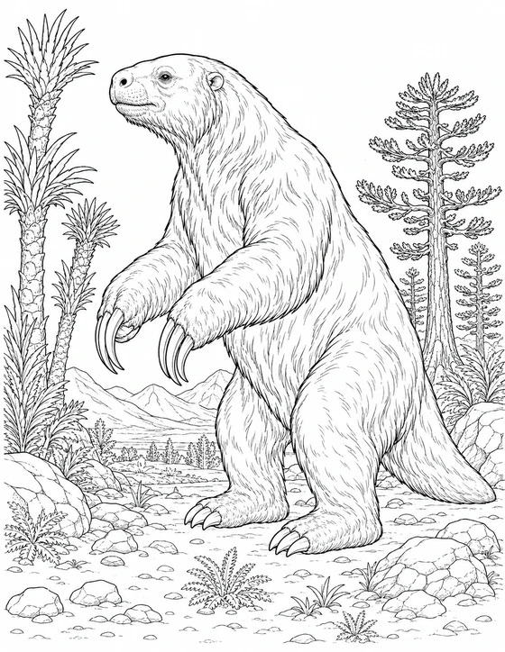 Printable Giant Ground Sloth Coloring Page