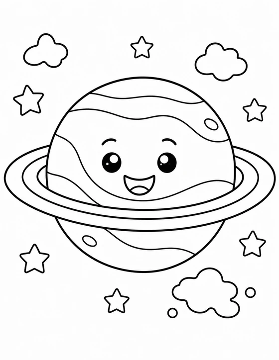 Easy Happy Planet Coloring Page