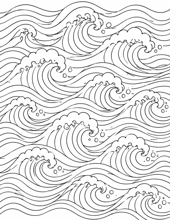 Printable Ocean Wave Pattern Coloring Page