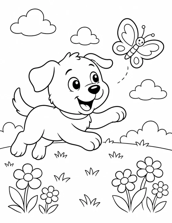 Easy Puppy Coloring Page