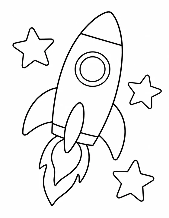 Easy Rocket Ship Coloring Page