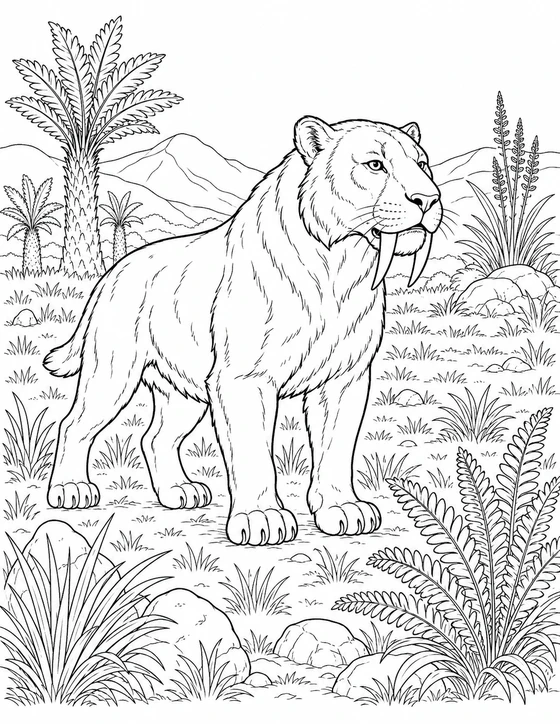 Saber-Toothed Tiger Coloring Page