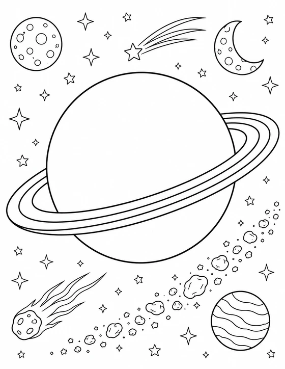 Ringed Planet Coloring Page