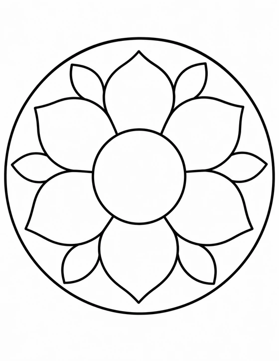 Simple Flower Mandala Coloring Page