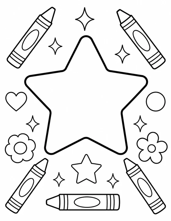 Easy Star Reward Badge Coloring Page