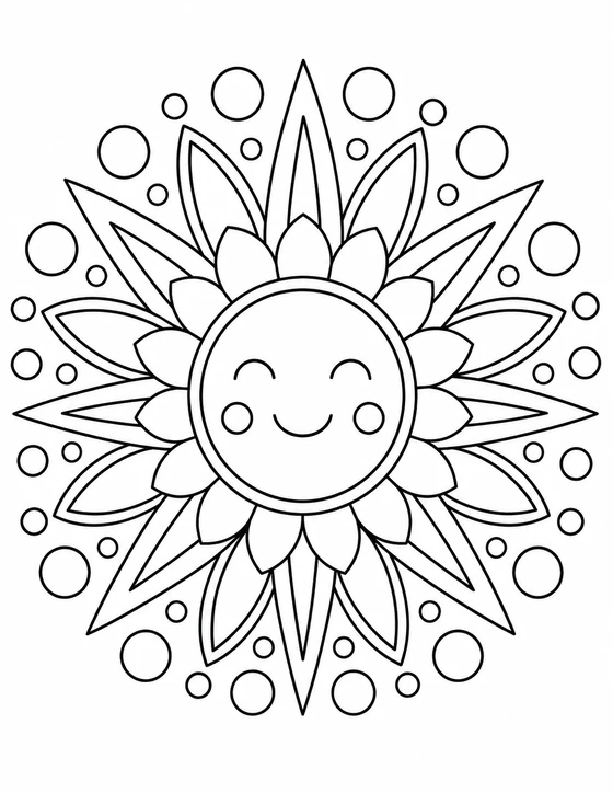 Printable Sun Mandala Coloring Page