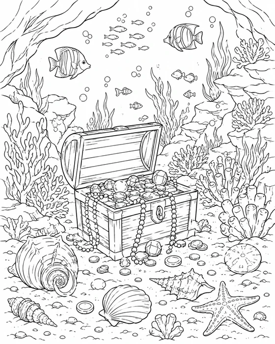 Treasure Chest Coloring Page