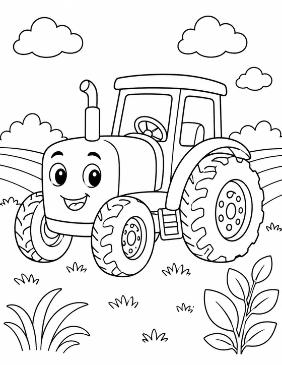 Easy Toy Tractor Coloring Page