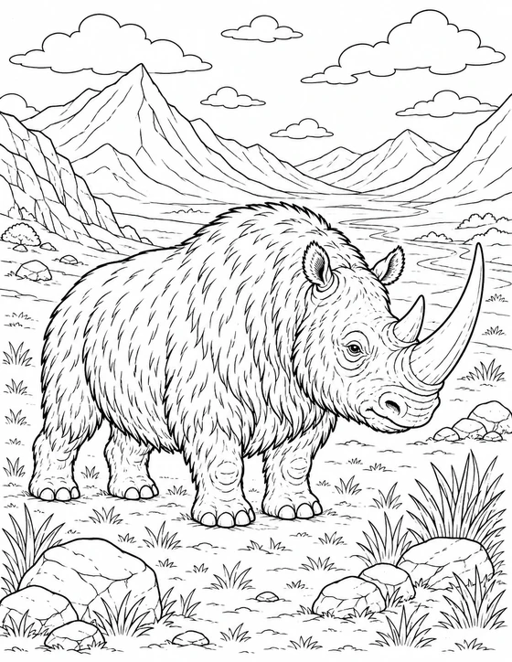 Woolly Rhino Coloring Page