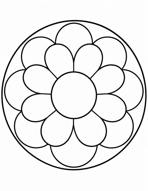 Easy Flower Mandala Coloring Page