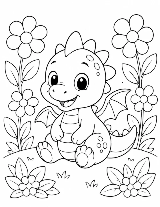 Easy Baby Dragon Coloring Page
