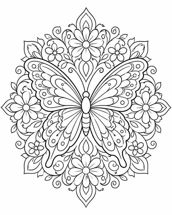 Butterfly Mandala Coloring Page