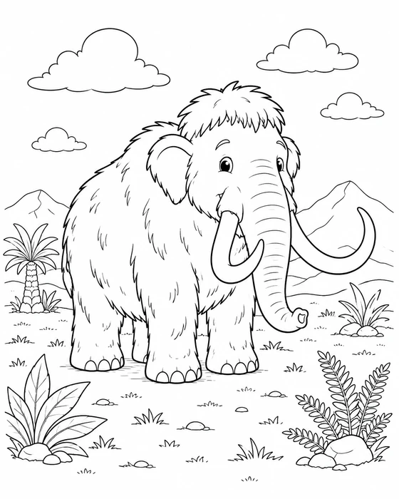 Easy Mammoth Coloring Page