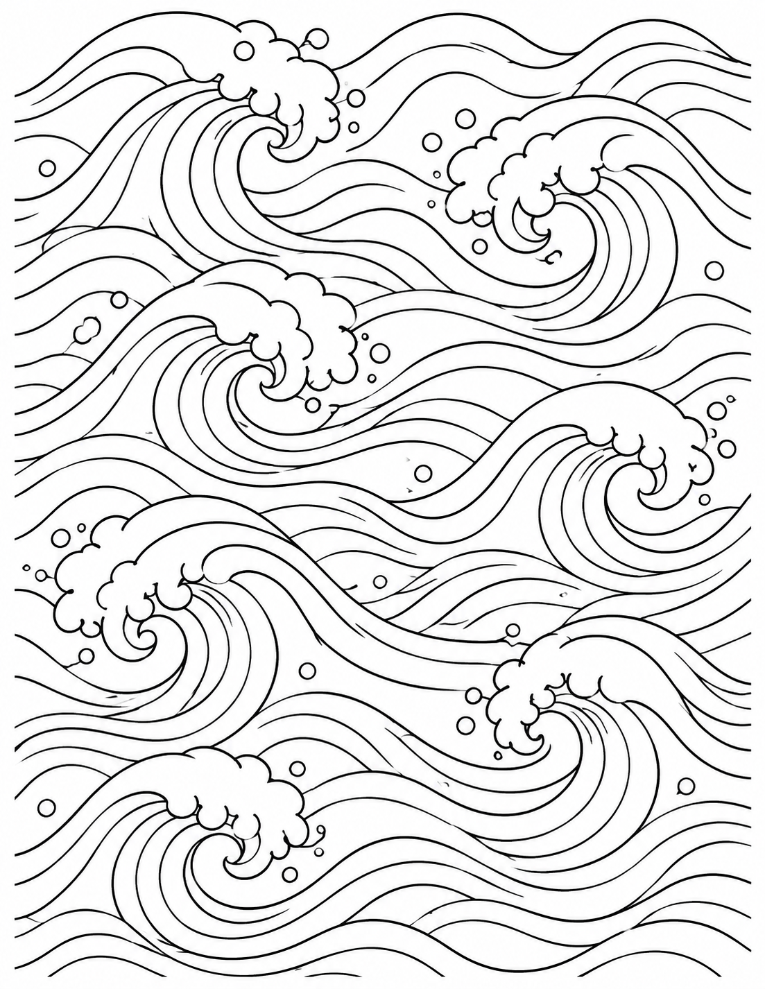 Calm Waves Pattern printable coloring page line art