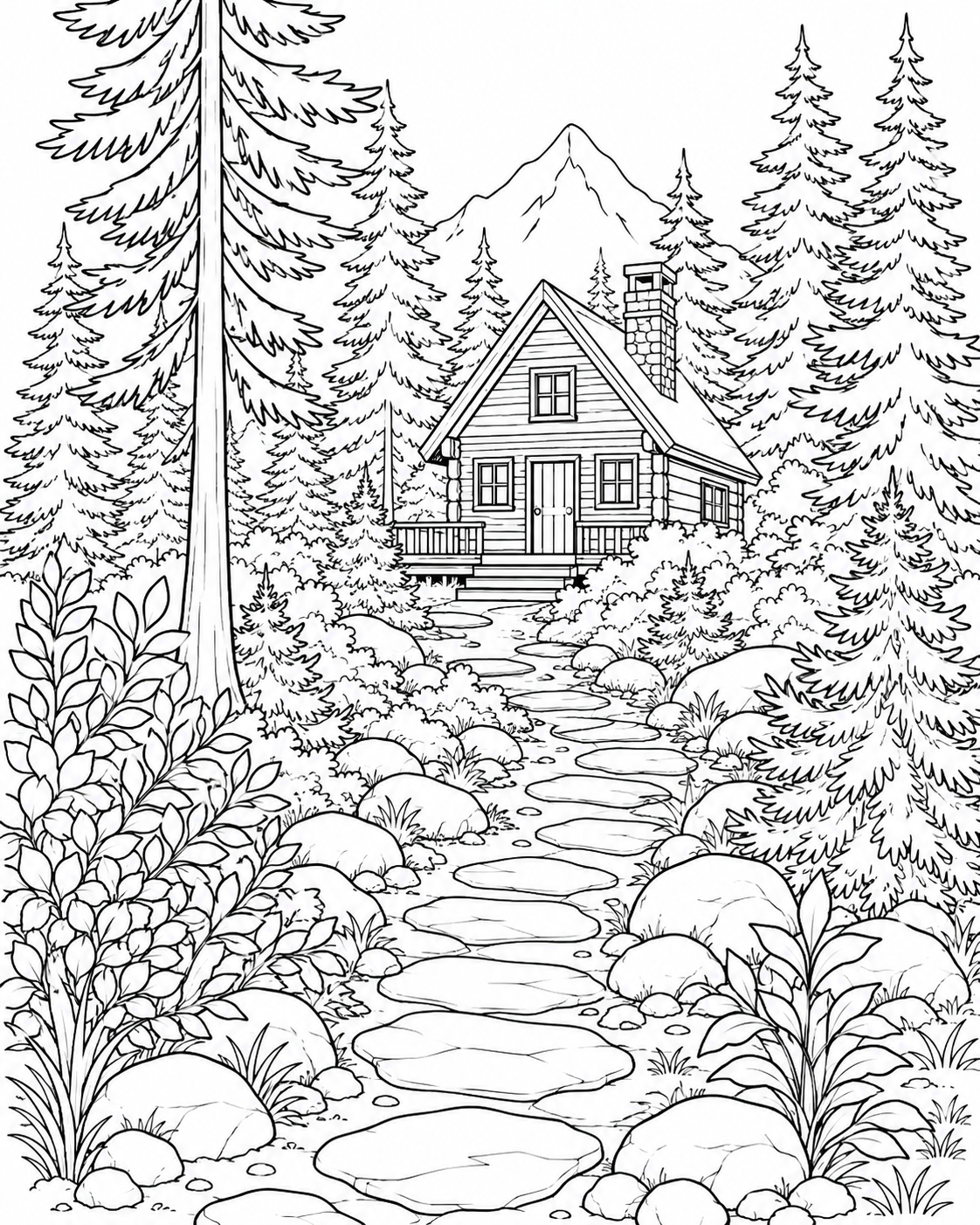 Cabin in the Woods printable coloring page line art