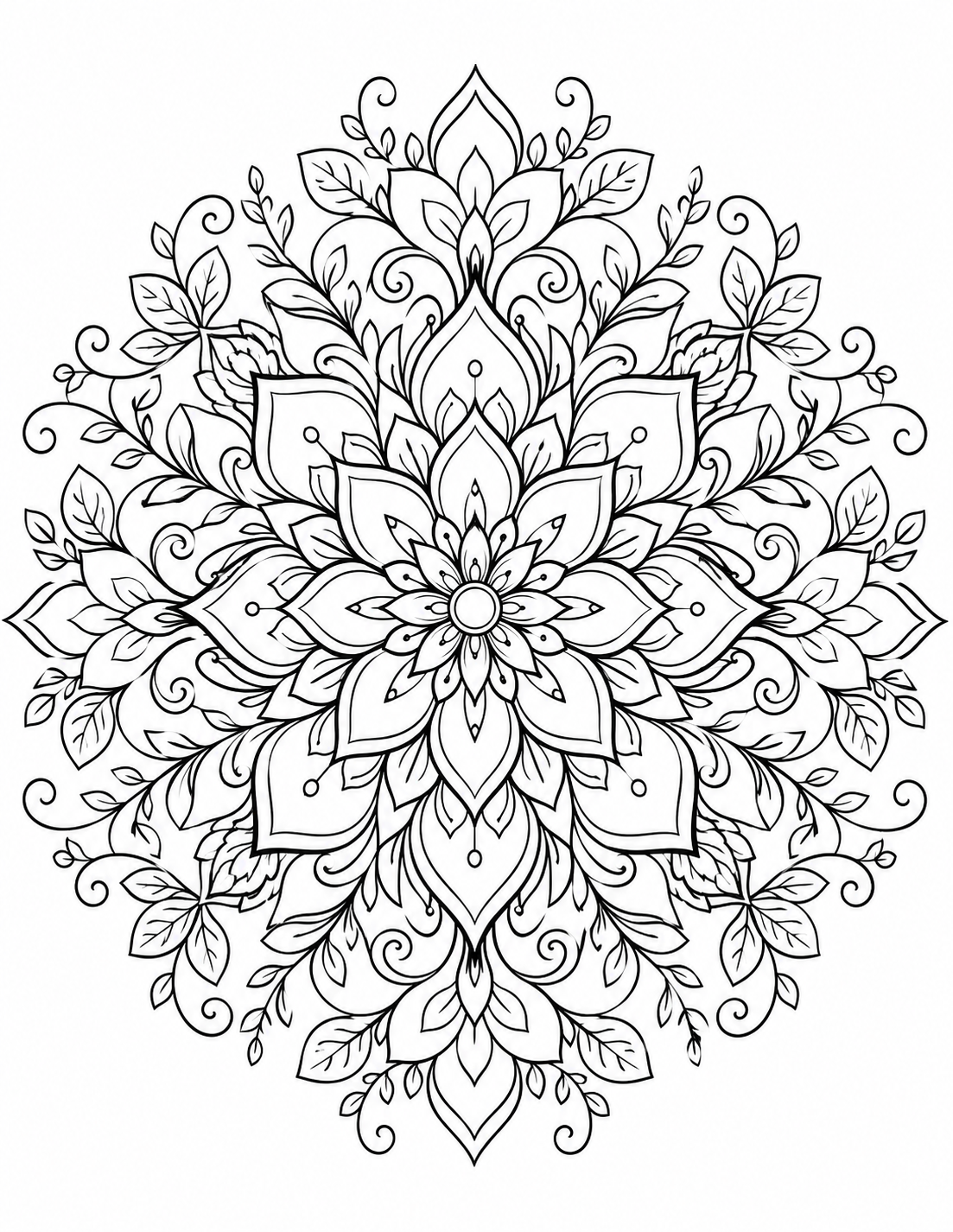 Dense Geometric Mandala printable coloring page line art