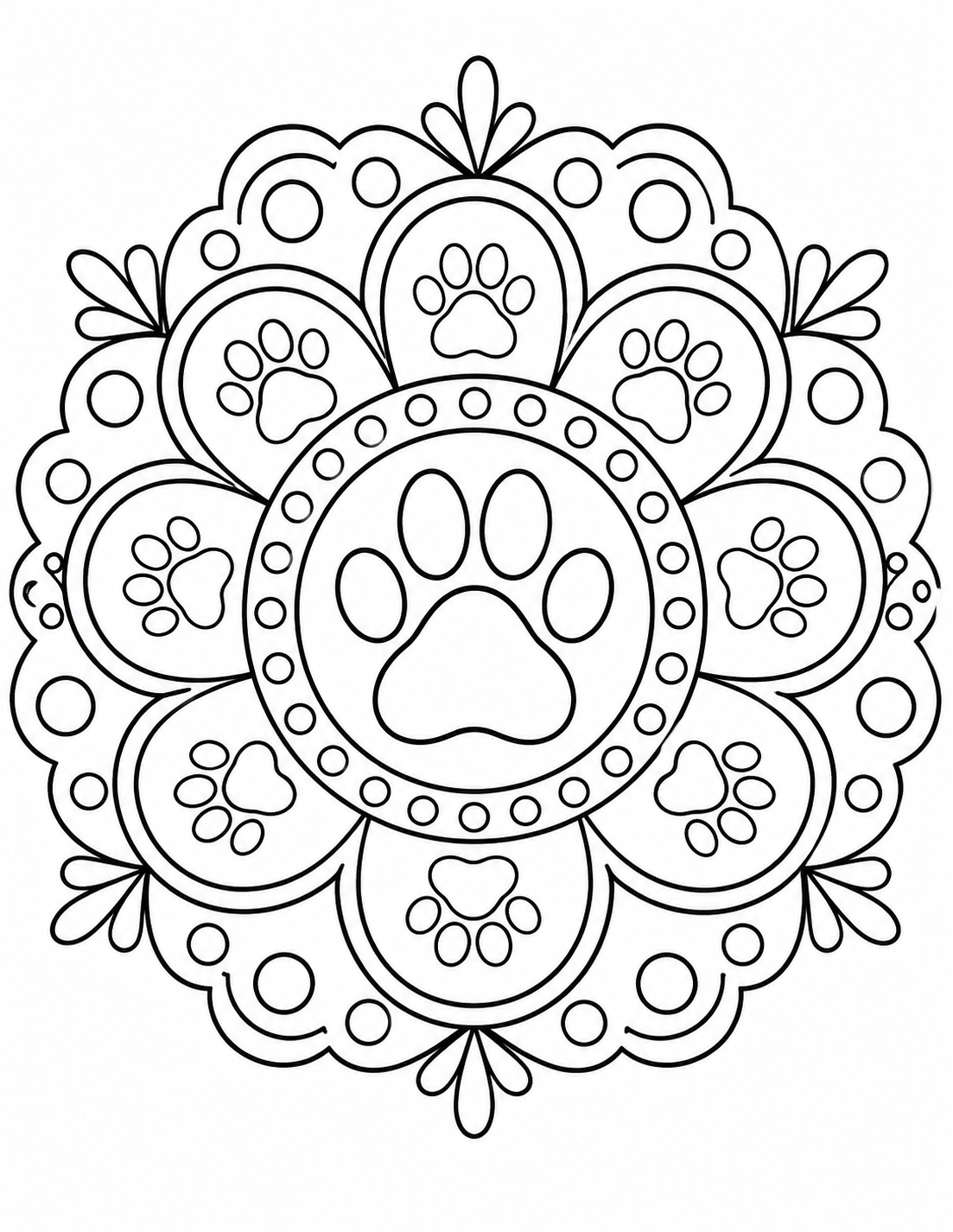 Intricate Flower Mandala printable coloring page line art