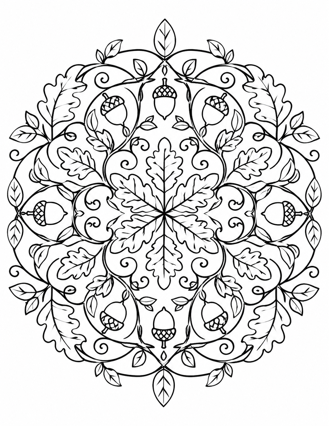 Paw Print Medallion Mandala printable coloring page line art