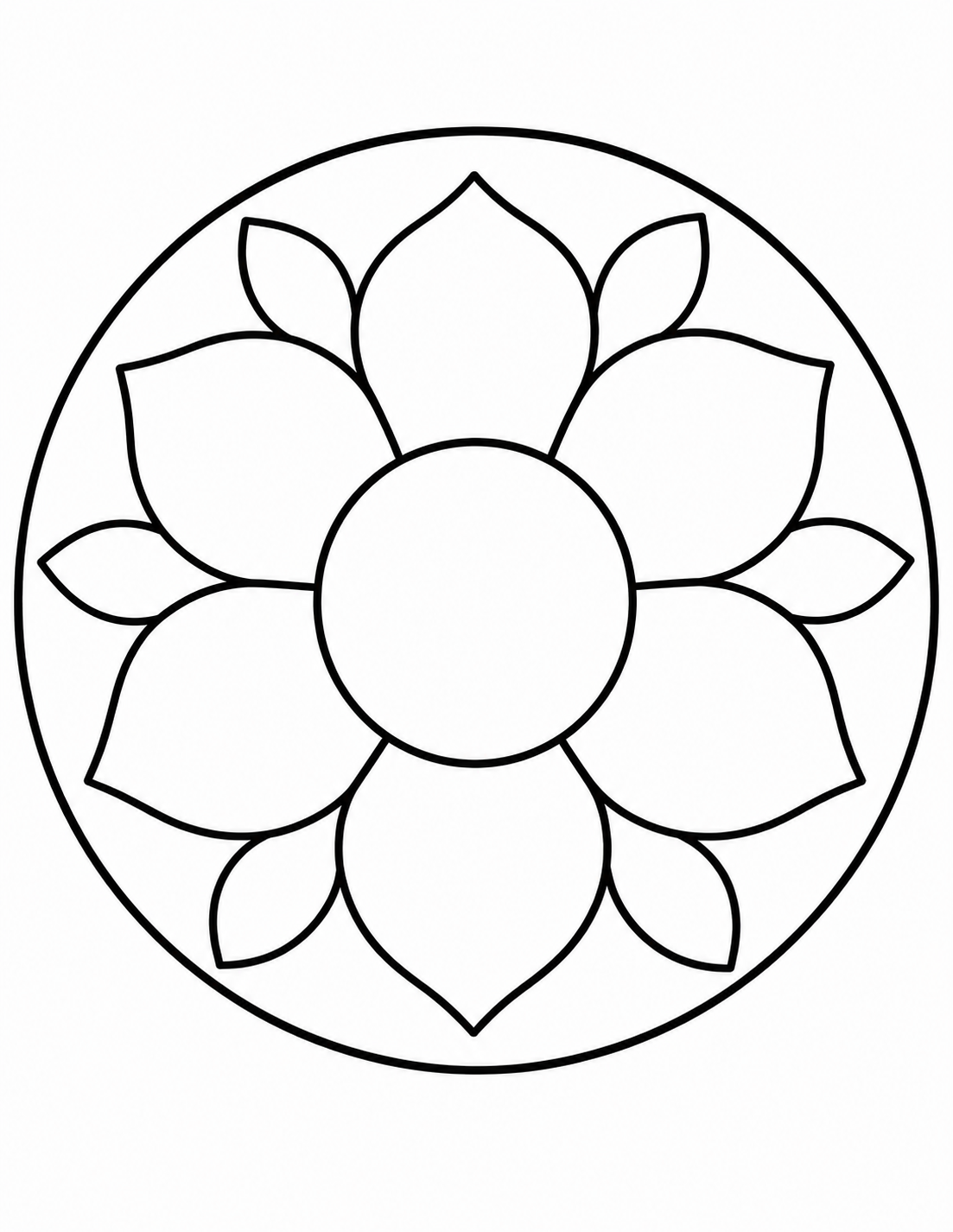 Desenho de Mandala Simples de Flor para Colorir — desenho em traço para colorir e imprimir