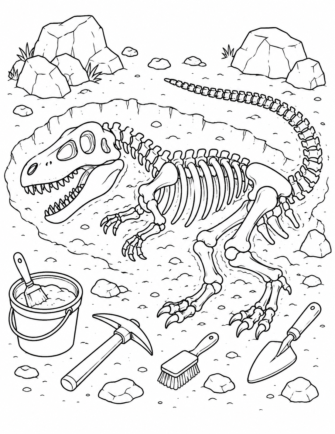 Spinosaurus by the River printable coloring page line art