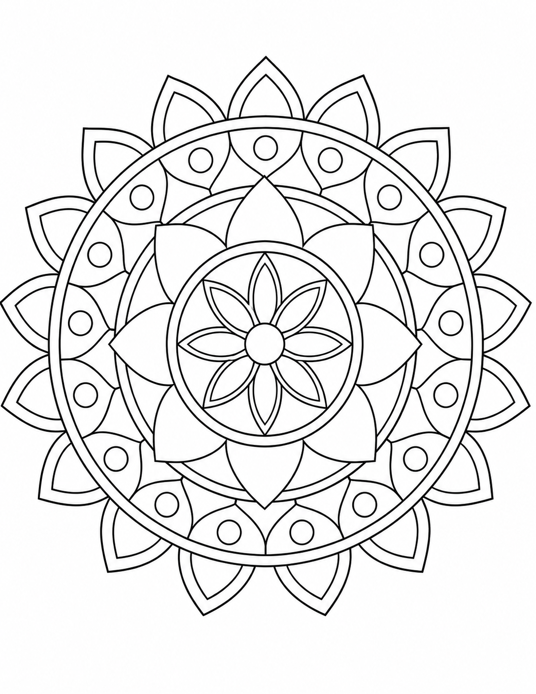 Star Lattice Mandala printable coloring page line art