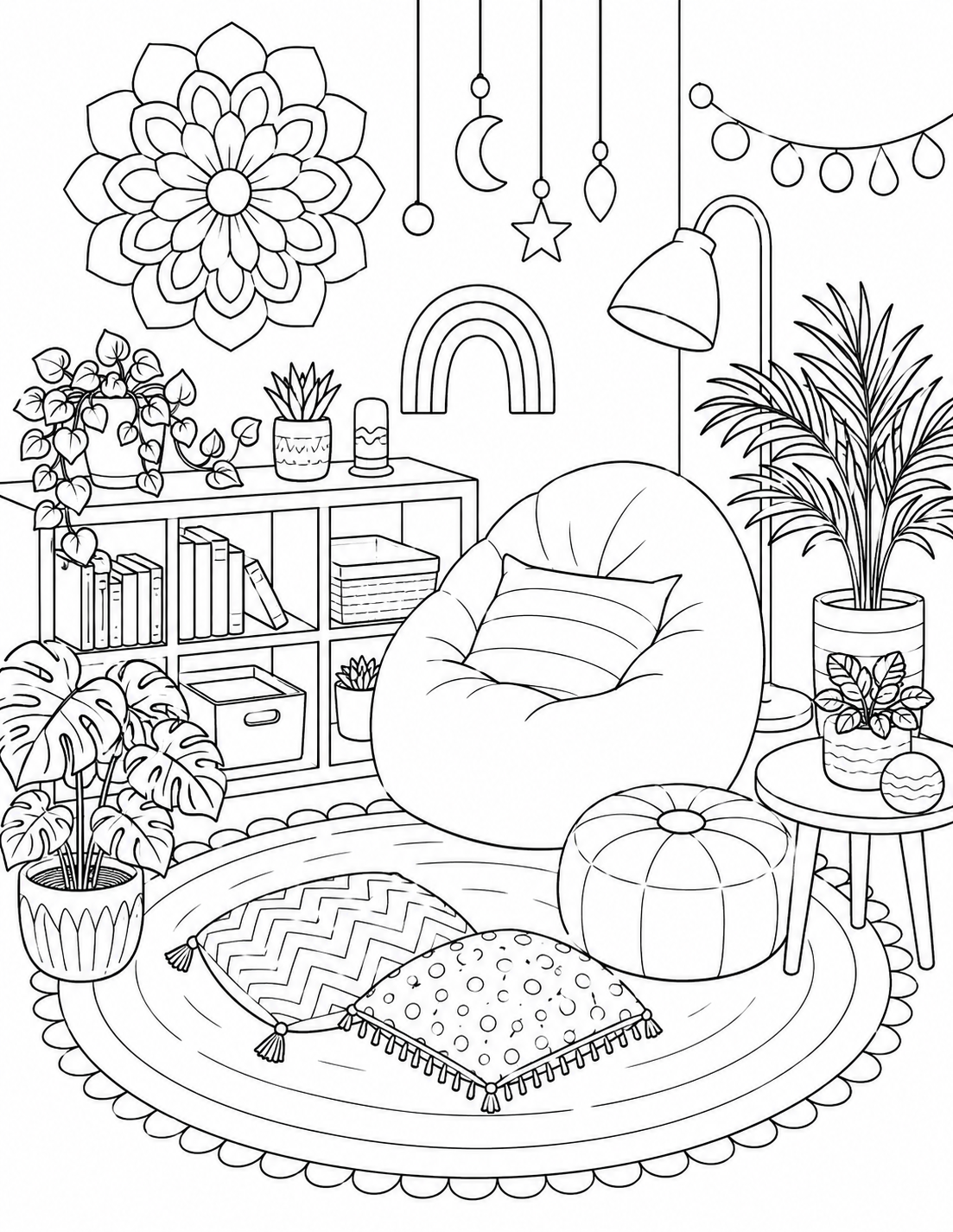 Teacher Reading to Class printable coloring page line art