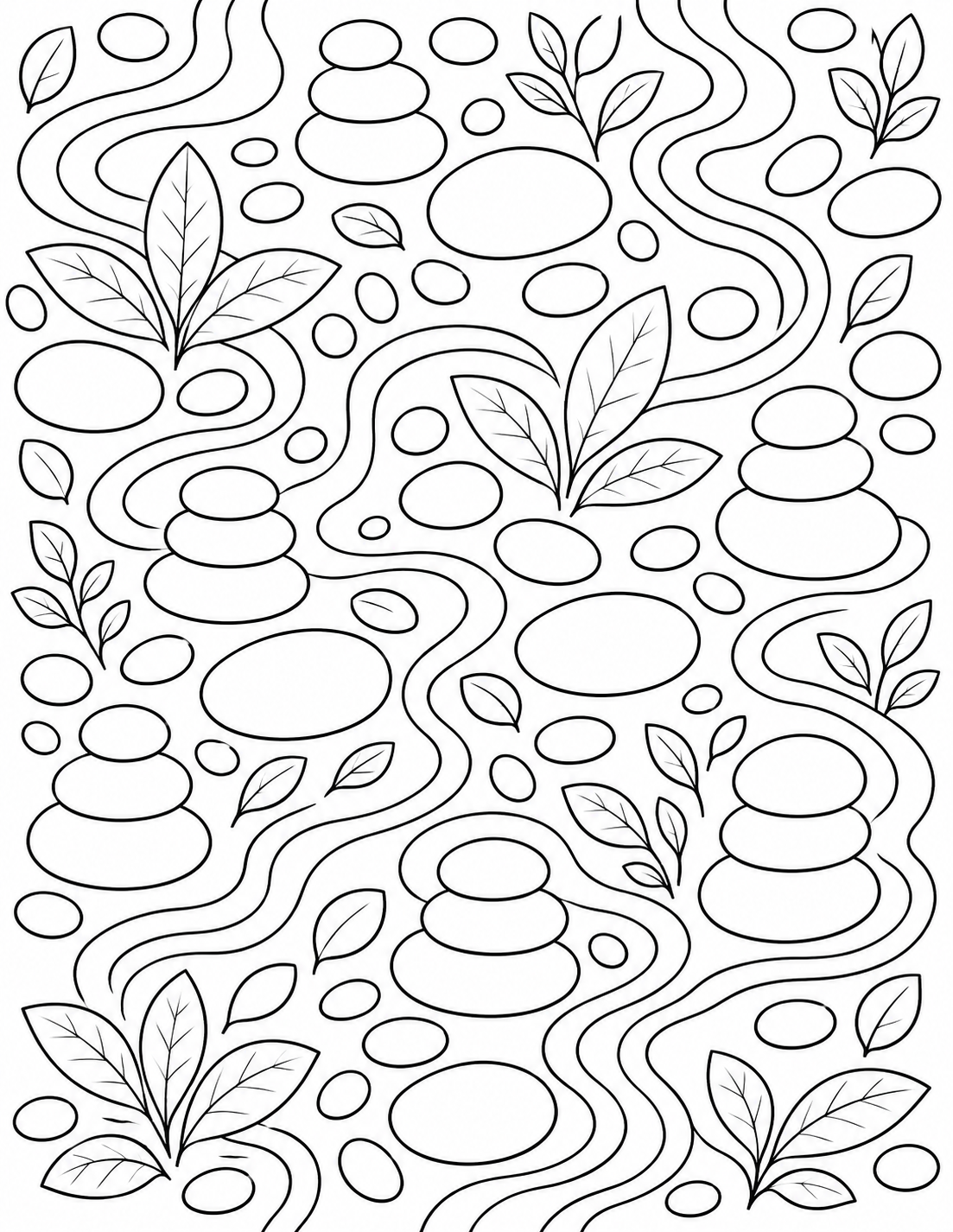 Zen Stones Pattern printable coloring page line art