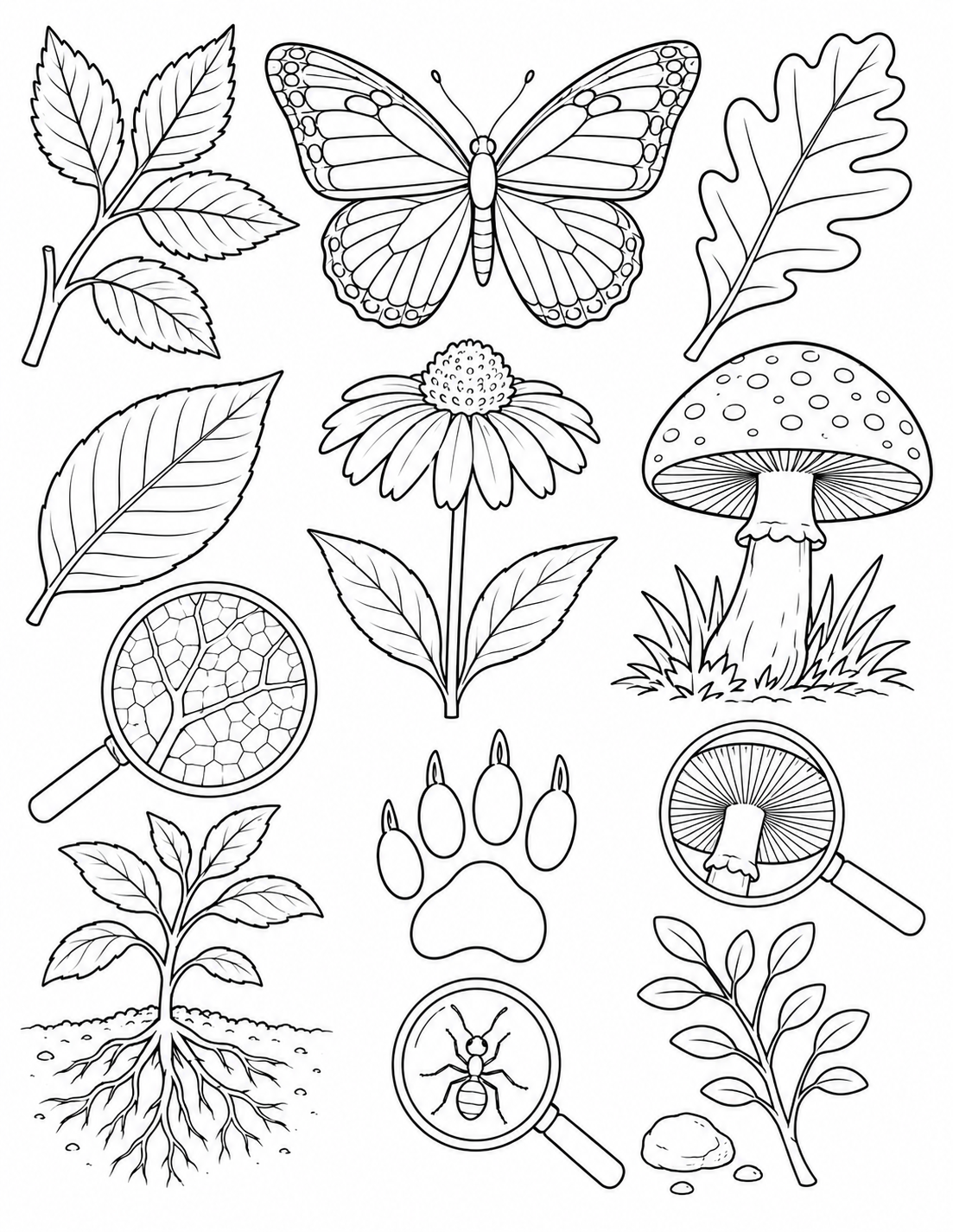 Science Class Nature Poster printable coloring page line art